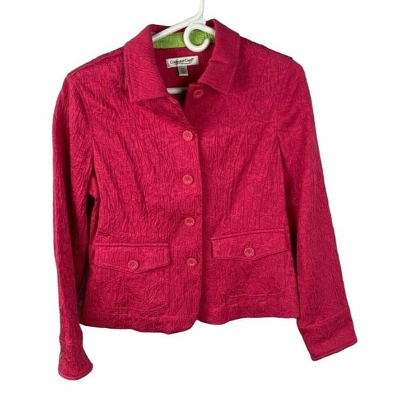 Coldwater Creek Womens Pink Barbie  Jacket Size 10 Petite Textured - Picture 2 of 10